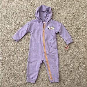 Levi's Purple Hooded One Piece with Footies